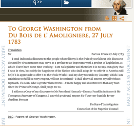 Et sa lettre à G. Washington en 1783